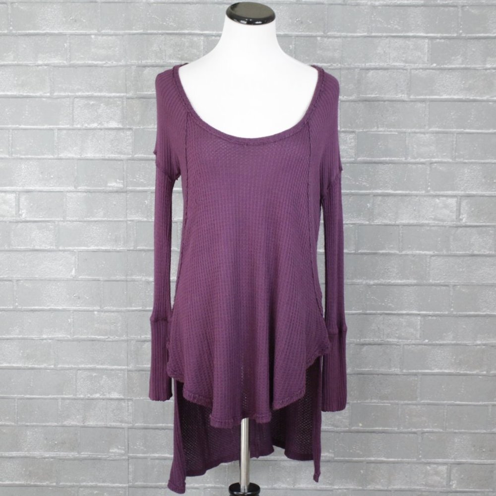 Free People Oversized Eggplant Purple Thermal Tunic Top Dress S